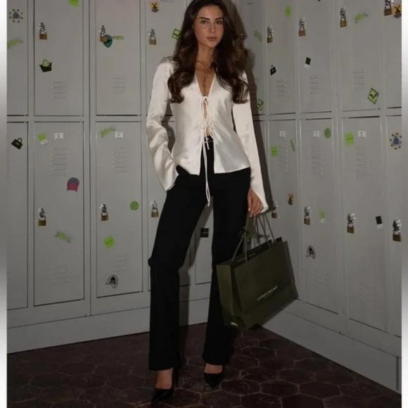 ZARA SATIN EFFECT SHIRT WITH TIES - Picture 1 of 4